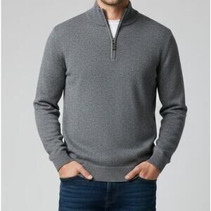 True Rock Medium Mens Pullover Gray Sweater Collar Zipper